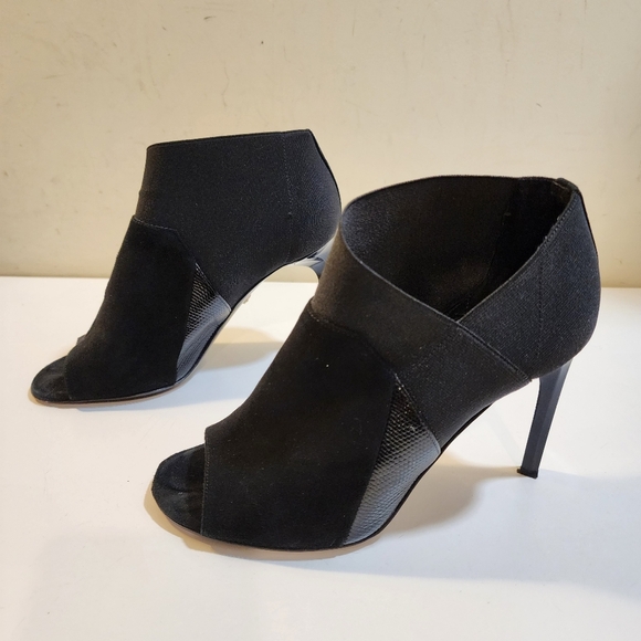Diane Von Furstenberg Stylish Black Peep-Toe High Heeled Booties Size 7B - Picture 7 of 14